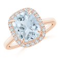 thumbnail image 1 of ANGARA Natural Rectangular 2.45 ct Aquamarine Cathedral Style Cocktail Ring in 14K Rose Gold for Women (Size-10x8mm) | March Birthstone, Anniversary, Jewelry Gift for Women | Natural Aquamarine Ring, 1 of 10
