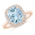 thumbnail image 1 of Angara Natural 2.45 Ct. Aquamarine with Diamond Halo Ring in 14K Rose Gold for Women (Ring Size: 12), 1 of 10