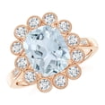 thumbnail image 1 of ANGARA Natural Cushion 2.45 ct Aquamarine Ring with Diamond Floral Halo in 14K Rose Gold for Women (Size-10x8mm) | March Birthstone, Anniversary, Jewelry Gift for Women | Natural Aquamarine Ring, 1 of 8