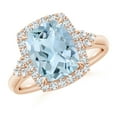 thumbnail image 1 of Angara Natural 2.45 Ct. Aquamarine with Diamond Halo Ring in 14K Rose Gold for Women (Ring Size: 8.5), 1 of 9