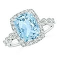 thumbnail image 1 of Angara Natural 2.45 Ct. Aquamarine with Diamond Halo Ring in 14K White Gold for Women (Ring Size: 11.5), 1 of 9