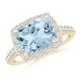 thumbnail image 1 of Angara Natural 2.45 Ct. Aquamarine with Diamond Halo Ring in 14K Yellow Gold for Women (Ring Size: 3.5), 1 of 10