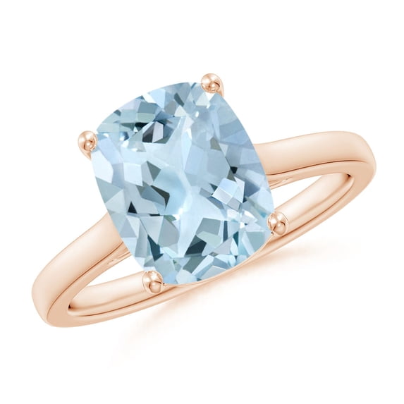 Angara Natural 2.45 Ct. Aquamarine with Diamond Solitaire Ring in 14K Rose Gold for Women (Ring Size: 3)