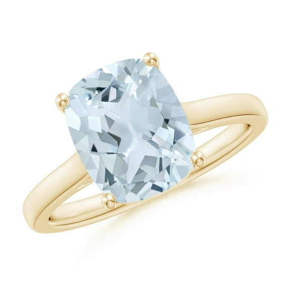 ANGARA Natural 2.45 ct Aquamarine Engagement Ring with Hidden Accents in 14K Yellow Gold for Women (Size-10x8mm) | March Birthstone, Anniversary, Jewelry Gift for Women | Natural Aquamarine Ring