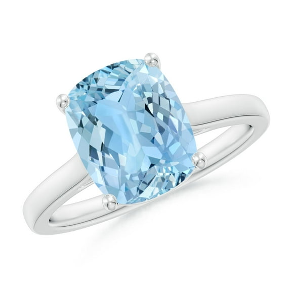 Angara Natural 2.45 Ct. Aquamarine with Diamond Solitaire Ring in Sterling Silver for Women (Ring Size: 10)