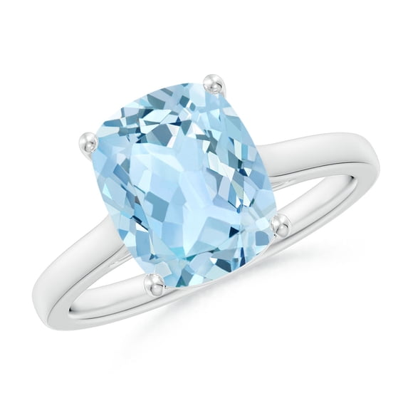 Angara Natural 2.45 Ct. Aquamarine with Diamond Solitaire Ring in Sterling Silver for Women (Ring Size: 9)