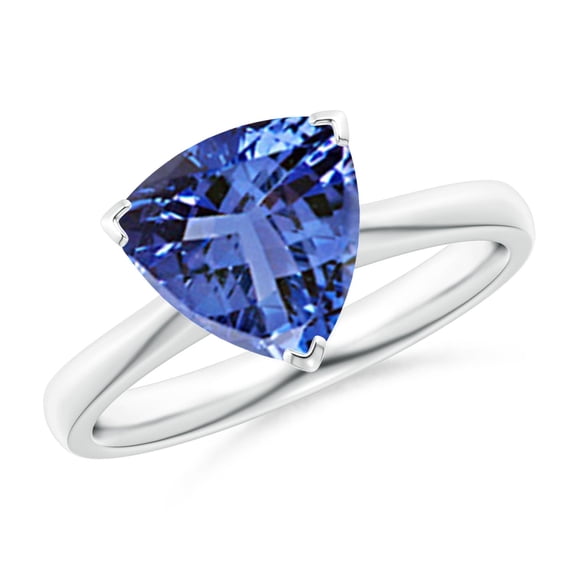 ANGARA Natural Trillion 2.45 ct Tanzanite Solitaire Engagement Ring in 14K White Gold for Women (Size-9mm) | December Birthstone, Anniversary, Jewelry Gift for Women | Natural Tanzanite Ring