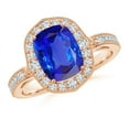 thumbnail image 1 of ANGARA Natural Cushion 2.45 ct Tanzanite Halo Ring in 14K Rose Gold for Women (Size-9x7mm) | December Birthstone, Birthday, Anniversary, Jewelry Gift for Women | Natural Tanzanite Ring, 1 of 7