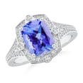 thumbnail image 1 of Angara Natural 2.45 Ct. Tanzanite with Diamond Halo Ring in 14K White Gold for Women (Ring Size: 6.5), 1 of 8