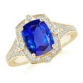 thumbnail image 1 of Angara Natural 2.45 Ct. Tanzanite with Diamond Halo Ring in 14K Yellow Gold for Women (Ring Size: 7), 1 of 8
