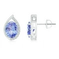 thumbnail image 1 of ANGARA Natural Teardrop Framed 2.5 ct Tanzanite Stud Earrings in 14K White Gold for Women (Size-8x6mm) | December Birthstone, Anniversary, Jewelry Gift for Women | Natural Tanzanite Earrings, 1 of 7