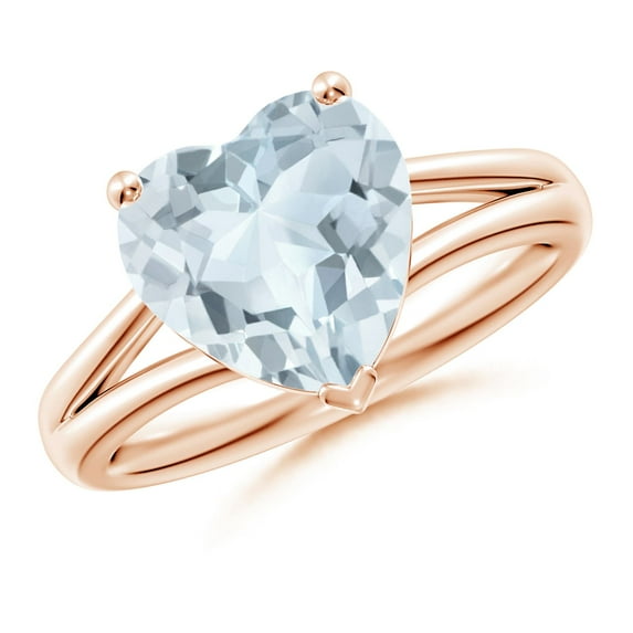 Angara Natural 2.52 Ct. Aquamarine Solitaire Ring in 14K Rose Gold for Women (Ring Size: 8)