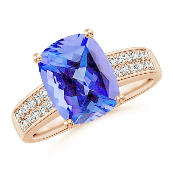 Angara Natural 2.6 Ct. Tanzanite with Diamond Classic Ring in 14K Rose Gold for Women (Ring Size: 11.5)