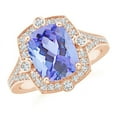 thumbnail image 1 of Angara Natural 2.6 Ct. Tanzanite with Diamond Halo Ring in 14K Rose Gold for Women (Ring Size: 7), 1 of 8
