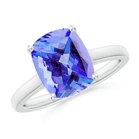 ANGARA Natural Cushion 2.6 ct Tanzanite Ring with Hidden Accents in 14K White Gold for Women (Size-10x8mm) | December Birthstone, Anniversary, Jewelry Gift for Women | Natural Tanzanite Ring