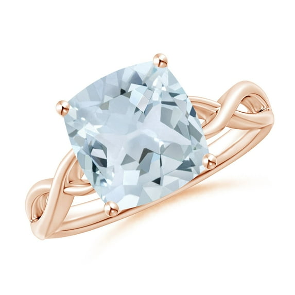Angara Natural 2.7 Ct. Aquamarine Solitaire Ring in 14K Rose Gold for Women (Ring Size: 11.5)