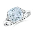 thumbnail image 1 of ANGARA Natural Solitaire Cushion 2.7 ct Aquamarine Split Shank Engagement Ring in 14K White Gold for Women (Size-9mm) | March Birthstone, Anniversary, Jewelry Gift for Women | Natural Aquamarine Ring, 1 of 10