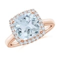 thumbnail image 1 of ANGARA Natural Classic Cushion 2.7 ct Aquamarine Halo Engagement Ring in 14K Rose Gold for Women (Size-9mm) | March Birthstone, Birthday, Anniversary, Jewelry Gift for Women | Natural Aquamarine Ring, 1 of 8
