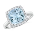 thumbnail image 1 of Angara Natural 2.7 Ct. Aquamarine with Diamond Halo Ring in 14K White Gold for Women (Ring Size: 11), 1 of 9