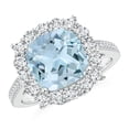 thumbnail image 1 of ANGARA Natural Cushion 2.7 ct Aquamarine Engagement Ring with Diamond Halo in 14K White Gold for Women (Size-9mm) | March Birthstone, Anniversary, Jewelry Gift for Women | Natural Aquamarine Ring, 1 of 8