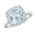 thumbnail image 1 of ANGARA Natural Classic Cushion 2.7 ct Aquamarine Halo Engagement Ring in 14K White Gold for Women (Size-9mm) | March Birthstone, Anniversary, Jewelry Gift for Women | Natural Aquamarine Ring, 1 of 8