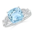 thumbnail image 1 of Angara Natural 2.7 Ct. Aquamarine with Diamond Side Stone Ring in 14K White Gold for Women (Ring Size: 11.5), 1 of 9