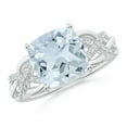 thumbnail image 1 of Angara Natural 2.7 Ct. Aquamarine with Diamond Side Stone Ring in 14K White Gold for Women (Ring Size: 3.5), 1 of 9