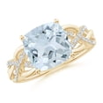 thumbnail image 1 of ANGARA Natural Criss Cross Shank Cushion 2.7 ct Aquamarine Engagement Ring in 14K Yellow Gold for Women (Size-9mm) | March Birthstone, Anniversary, Jewelry Gift for Women | Natural Aquamarine Ring, 1 of 9