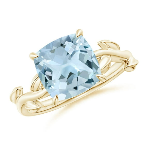 Angara Natural 2.7 Ct. Aquamarine with Diamond Solitaire Ring in 14K Yellow Gold for Women (Ring Size: 11)