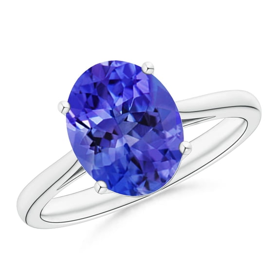 ANGARA Natural Oval Solitaire 2.9 ct Tanzanite Cocktail Ring in 925 Sterling Silver for Women (Size-10x8mm) | December Birthstone, Anniversary, Jewelry Gift for Women | Natural Tanzanite Ring