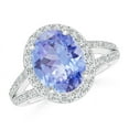 thumbnail image 1 of ANGARA Natural Oval 2.9 ct Tanzanite Split Shank Halo Ring in 14K White Gold for Women (Size-10x8mm) | December Birthstone, Birthday, Anniversary, Jewelry Gift for Women | Natural Tanzanite Ring, 1 of 8
