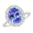 thumbnail image 1 of Angara Natural 2.9 Ct. Tanzanite with Diamond Halo Ring in 14K White Gold for Women (Ring Size: 11.5), 1 of 9