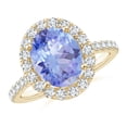 thumbnail image 1 of Angara Natural 2.9 Ct. Tanzanite with Diamond Halo Ring in 14K Yellow Gold for Women (Ring Size: 11.5), 1 of 9