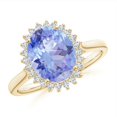 thumbnail image 1 of ANGARA Natural Classic Oval 2.9 ct Tanzanite Floral Halo Ring in 14K Yellow Gold for Women (Size-10x8mm) | December Birthstone, Birthday, Anniversary, Jewelry Gift for Women | Natural Tanzanite Ring, 1 of 8