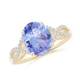 thumbnail image 1 of ANGARA Natural 2.9 ct Tanzanite Engagement Ring with Diamonds in 14K Yellow Gold for Women (Size-10x8mm) | December Birthstone, Anniversary, Jewelry Gift for Women | Natural Tanzanite Ring, 1 of 9