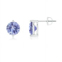 ANGARA Natural Unique Two Prong-Set 2.9 ct Tanzanite Stud Earrings in 14K White Gold for Women (Size-7mm) | December Birthstone, Anniversary, Jewelry Gift for Women | Natural Tanzanite Earrings