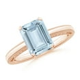 thumbnail image 1 of ANGARA Natural 2 ct Aquamarine Solitaire Engagement Ring with Milgrain in 14K Rose Gold for Women (Size-9x7mm) | March Birthstone, Anniversary, Jewelry Gift for Women | Natural Aquamarine Ring, 1 of 12