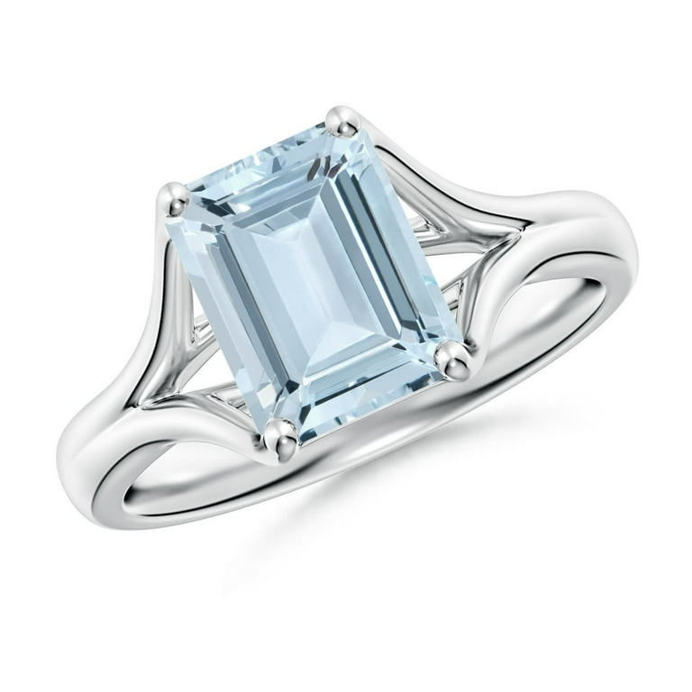 ANGARA Natural Solitaire ct Aquamarine Split Shank Engagement - Main Image