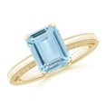 thumbnail image 1 of ANGARA Natural 2 ct Aquamarine Solitaire Engagement Ring with Milgrain in 14K Yellow Gold for Women (Size-9x7mm) | March Birthstone, Anniversary, Jewelry Gift for Women | Natural Aquamarine Ring, 1 of 12