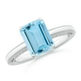 thumbnail image 1 of ANGARA Natural 2 ct Aquamarine Solitaire Engagement Ring with Milgrain in 925 Sterling Silver for Women (Size-9x7mm) | March Birthstone, Anniversary, Jewelry Gift for Women | Natural Aquamarine Ring, 1 of 10