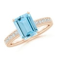 thumbnail image 1 of Angara Natural 2 Ct. Aquamarine with Diamond Classic Ring in 14K Rose Gold for Women (Ring Size: 3.5), 1 of 12