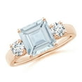 thumbnail image 1 of Angara Natural 2 Ct. Aquamarine with Diamond Classic Ring in 14K Rose Gold for Women (Ring Size: 3.5), 1 of 9