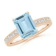 thumbnail image 1 of ANGARA Natural Octagonal 2 ct Aquamarine Engagement Ring with Diamonds in 14K Rose Gold for Women (Size-9x7mm) | March Birthstone, Anniversary, Jewelry Gift for Women | Natural Aquamarine Ring, 1 of 11