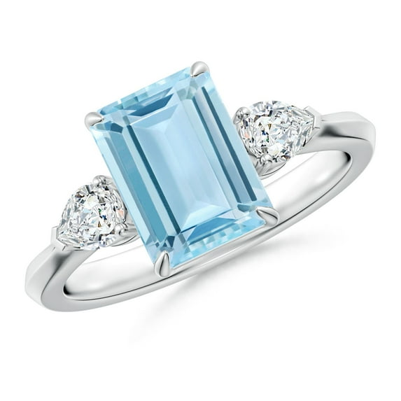 Angara Natural 2 Ct. Aquamarine with Diamond Classic Ring in Sterling Silver for Women (Ring Size: 12)