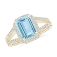 thumbnail image 1 of Angara Natural 2 Ct. Aquamarine with Diamond Halo Ring in 14K Yellow Gold for Women (Ring Size: 12), 1 of 10
