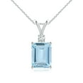 thumbnail image 1 of ANGARA Natural 2 ct Aquamarine Solitaire Pendant with Diamond in 14K White Gold for Women (Size-9x7mm) | March Birthstone, Anniversary, Jewelry Gift for Women | Natural Aquamarine Necklace, 1 of 8