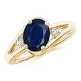 thumbnail image 1 of Angara Natural 2 Ct. Blue Sapphire Side Stone Ring in 14K Yellow Gold for Women (Ring Size: 12), 1 of 11