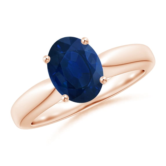 Angara Natural 2 Ct. Blue Sapphire Solitaire Ring in 14K Rose Gold for Women (Ring Size: 3)