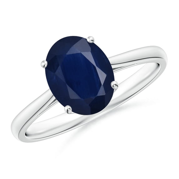ANGARA Natural Oval Solitaire 2 ct Blue Sapphire Engagement Ring in 14K White Gold for Women (Size-9x7mm) | September Birthstone, Anniversary, Jewelry Gift for Women | Natural Blue Sapphire Ring