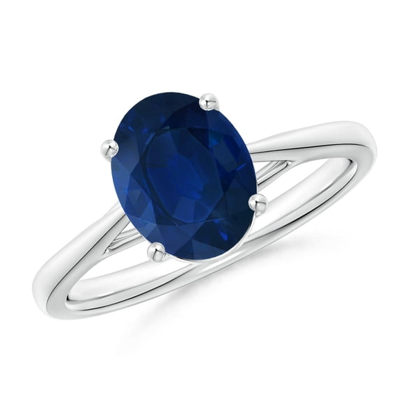 Angara Natural 2 Ct. Blue Sapphire Solitaire Ring in Sterling Silver for Women (Ring Size: 11)